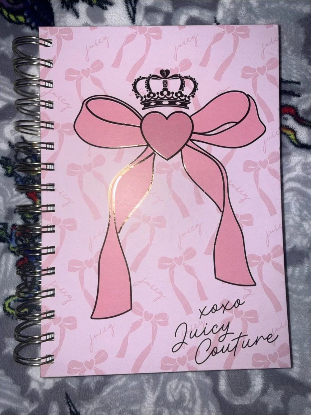 Juicy Couture Home Pink Bow Spiral Journal & Pom Pom Keychain Set